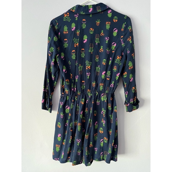 Modcloth Navy Blue Cactus Print Romper Size Small - Picture 12 of 13